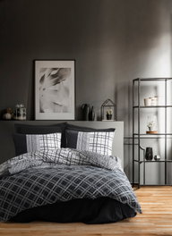 L'essentiel linge de maison Carlos - Juego de funda de edredón doble Negro, Blanco y Gris